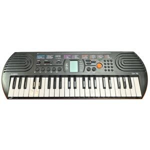 Casio SA-77 44-Key Portable Mini Keyboard With Power Cord & Manual Black/Orange